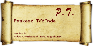 Paskesz Tünde névjegykártya
